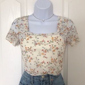 Floral Square Neck Top